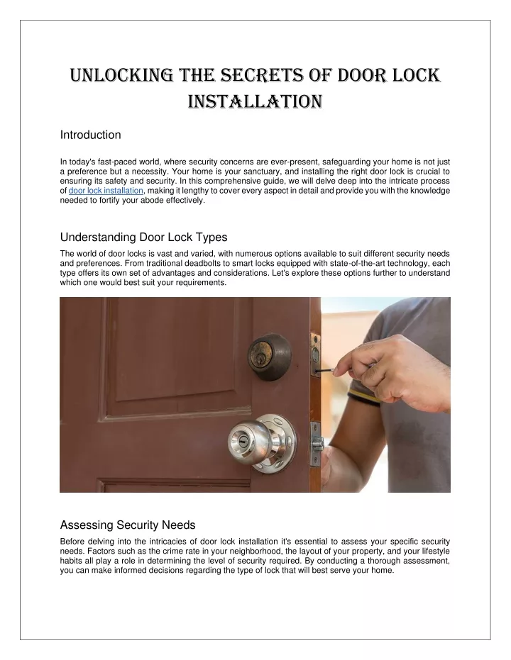 unlocking the secrets of door lock installation