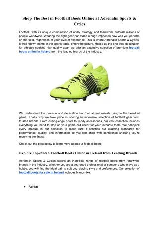 Shop The Best in Football Boots Online at Adrenalin Sports & Cycles