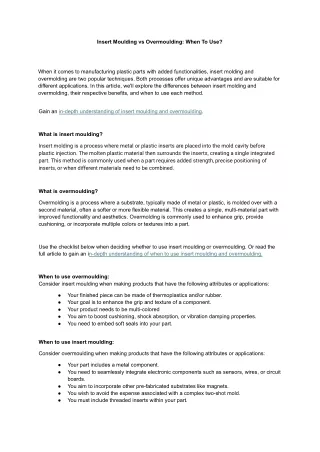 Insert Moulding vs Overmoulding - injection moulding techniques