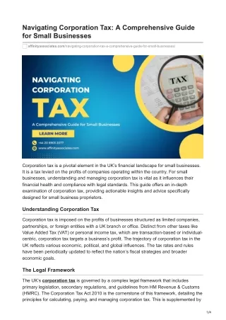 Navigating Corporation Tax A Comprehensive Guide for Small Businesses