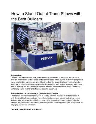 How to Stand Out at Trade Shows with the Best Builders