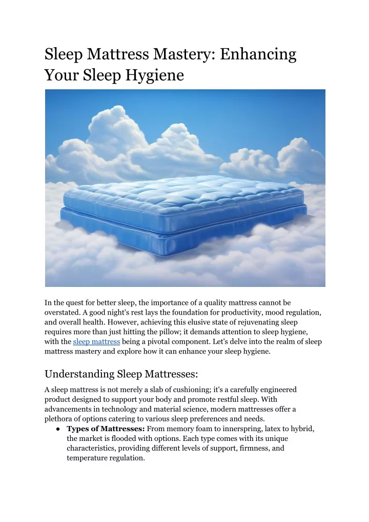 sleep mattress mastery enhancing your sleep