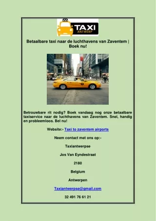 Taxi to zaventem airports
