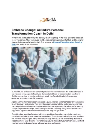 Embrace Change Aatimkk's Personal Transformation Coach in Delhi