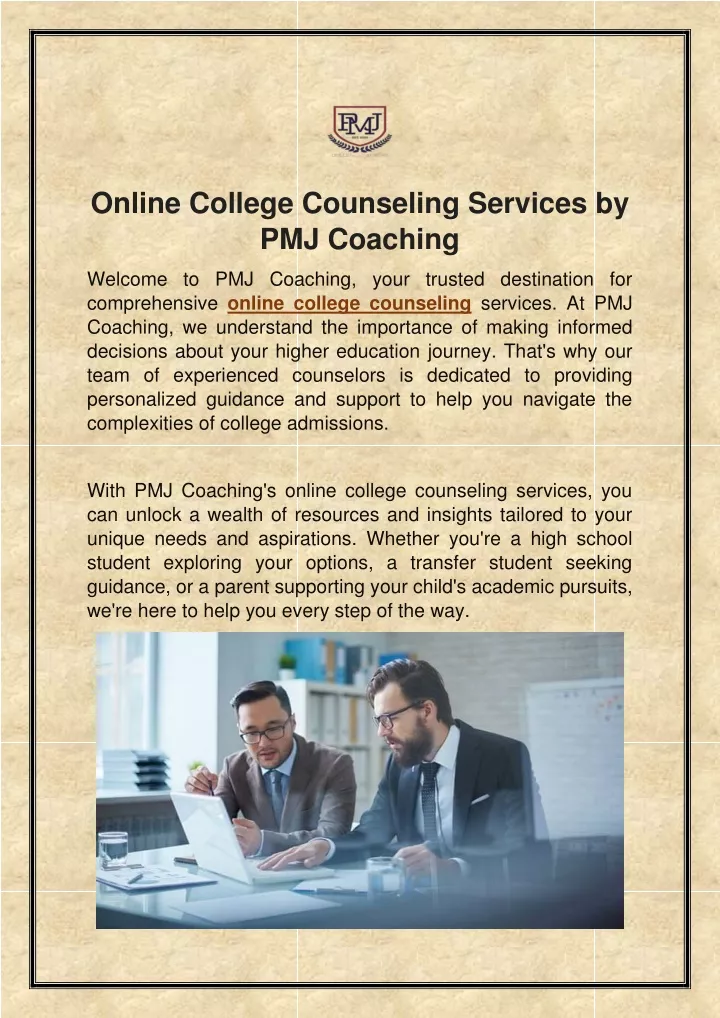 online college counseling services by pmj coaching