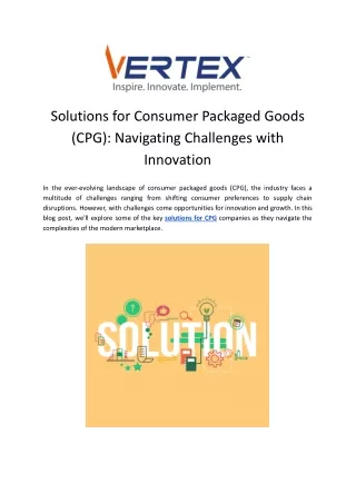 Solutions For CPG