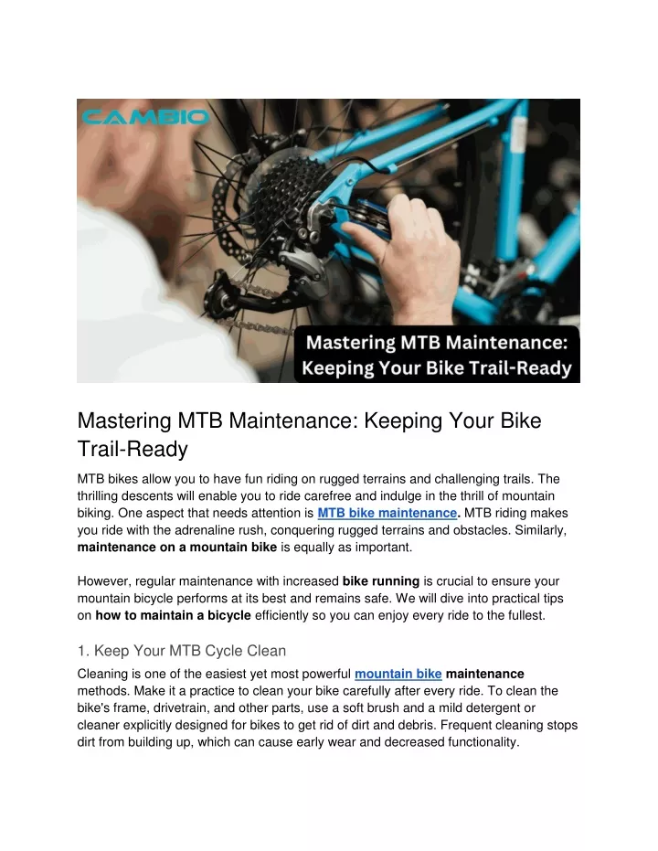 mastering mtb maintenance keeping your bike trail