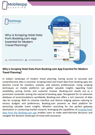 why is scraping hotel data from booking