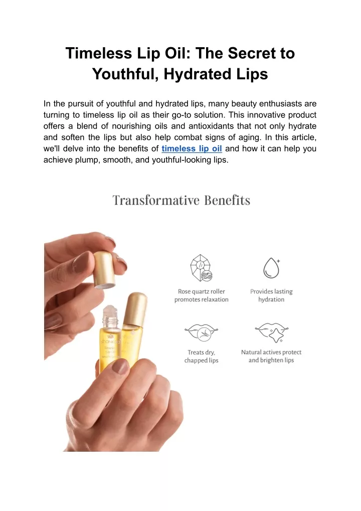 timeless lip oil the secret to youthful hydrated
