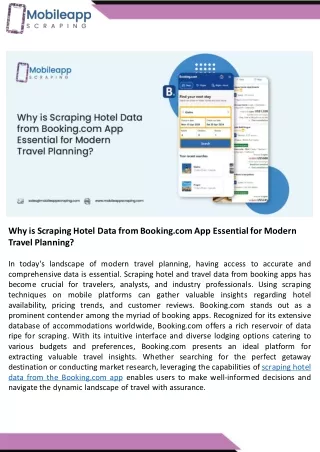 why is scraping hotel data from booking