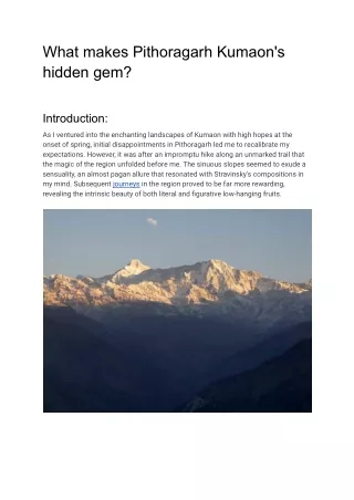 Rediscovering Pithoragarh- A Journey Through Kumaon's Hidden -mapmydestination.com