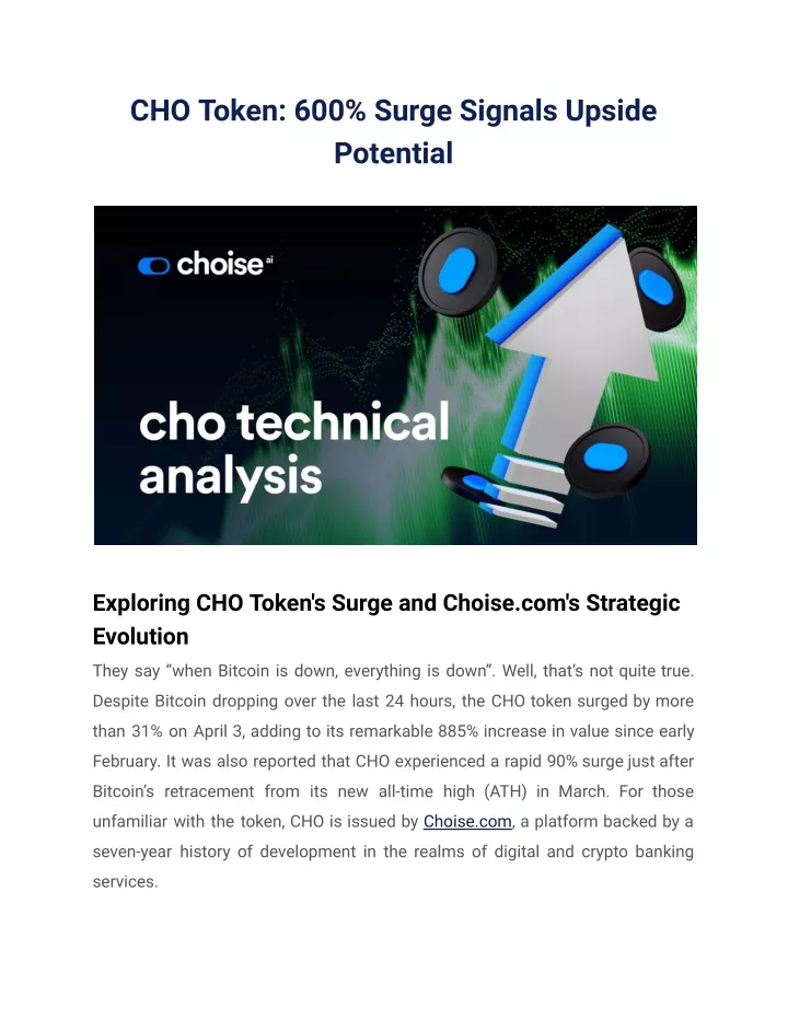 cho token 600 surge signals upside potential