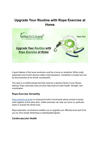 Buy Magic Rope Exercise at Home Tool for Power - Eliteacucare