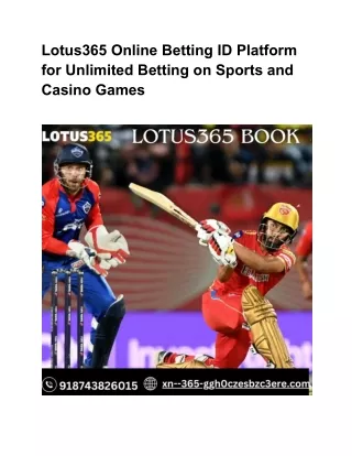 Lotus365: The Most Trusted Online Betting ID Provider Platform