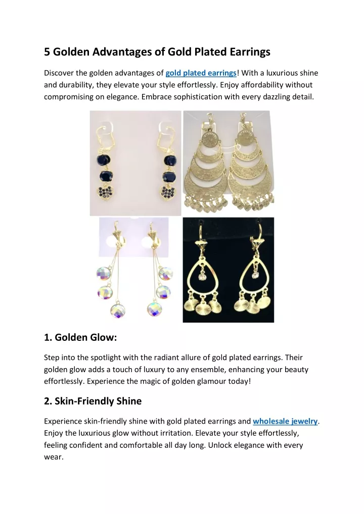 5 golden advantages of gold plated earrings