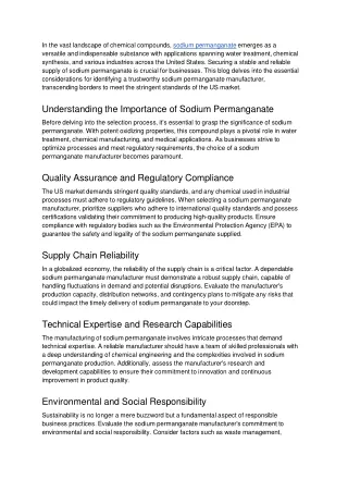 Beyond Borders_ How to Identify a Reliable Sodium Permanganate Manufacturer for US Markets