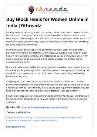 Buy Block Heels for Women Online in India  9threadz