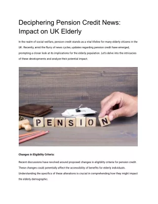 Deciphering Pension Credit News_ Impact on UK Elderly