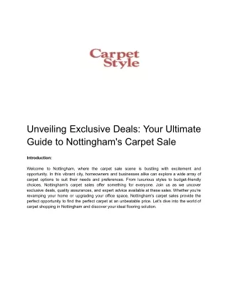 Unveiling Exclusive Deals Your Ultimate Guide to Nottingham's Carpet Sale