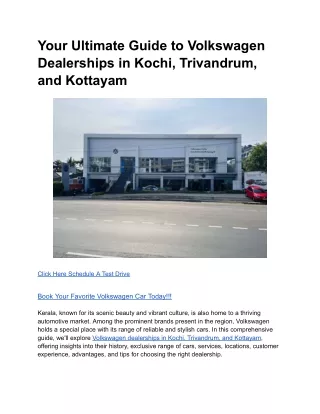 Your Ultimate Guide to Volkswagen Dealerships in Kochi, Trivandrum, and Kottayam