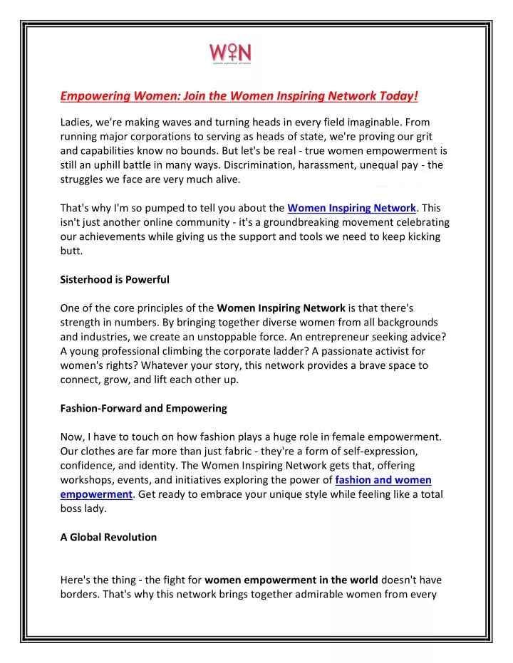 empowering women join the women inspiring network