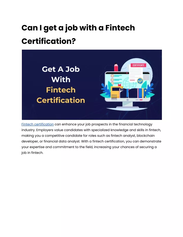 can i get a job with a fintech certification