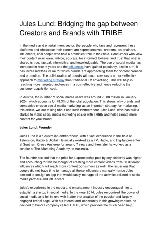 jules lund bridging the gap between creators