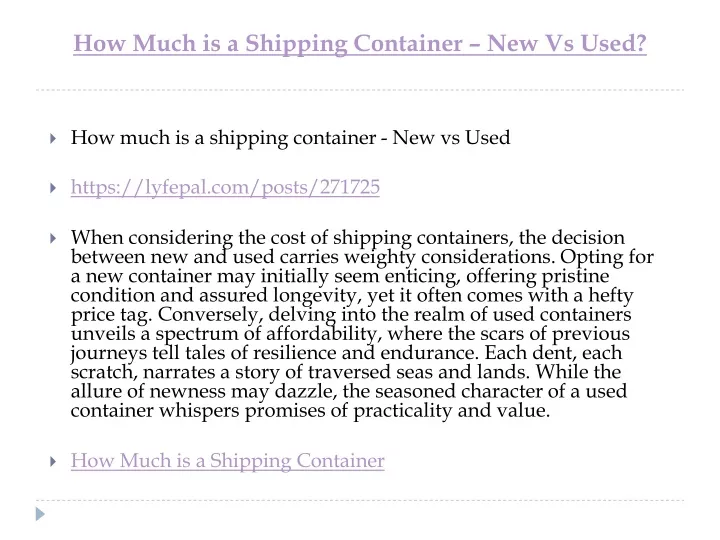how much is a shipping container new vs used