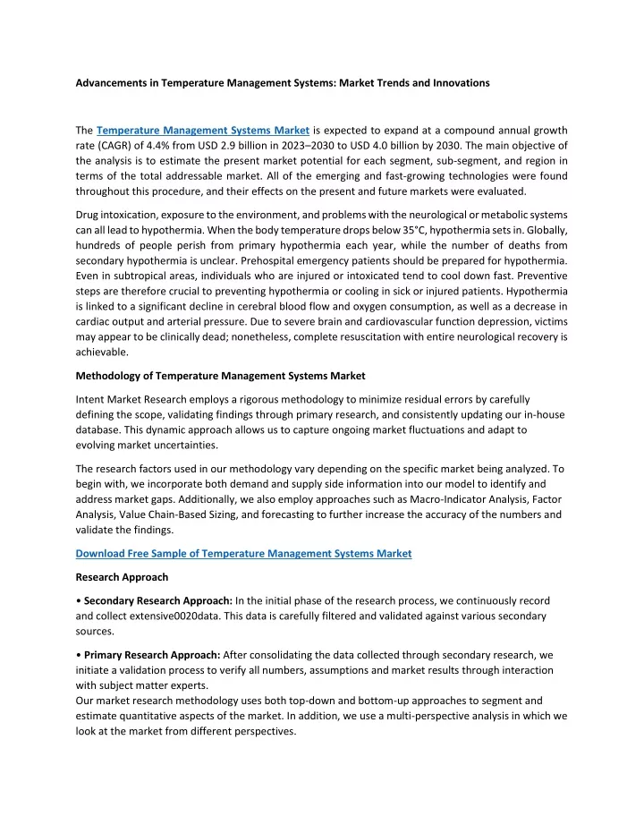 advancements in temperature management systems