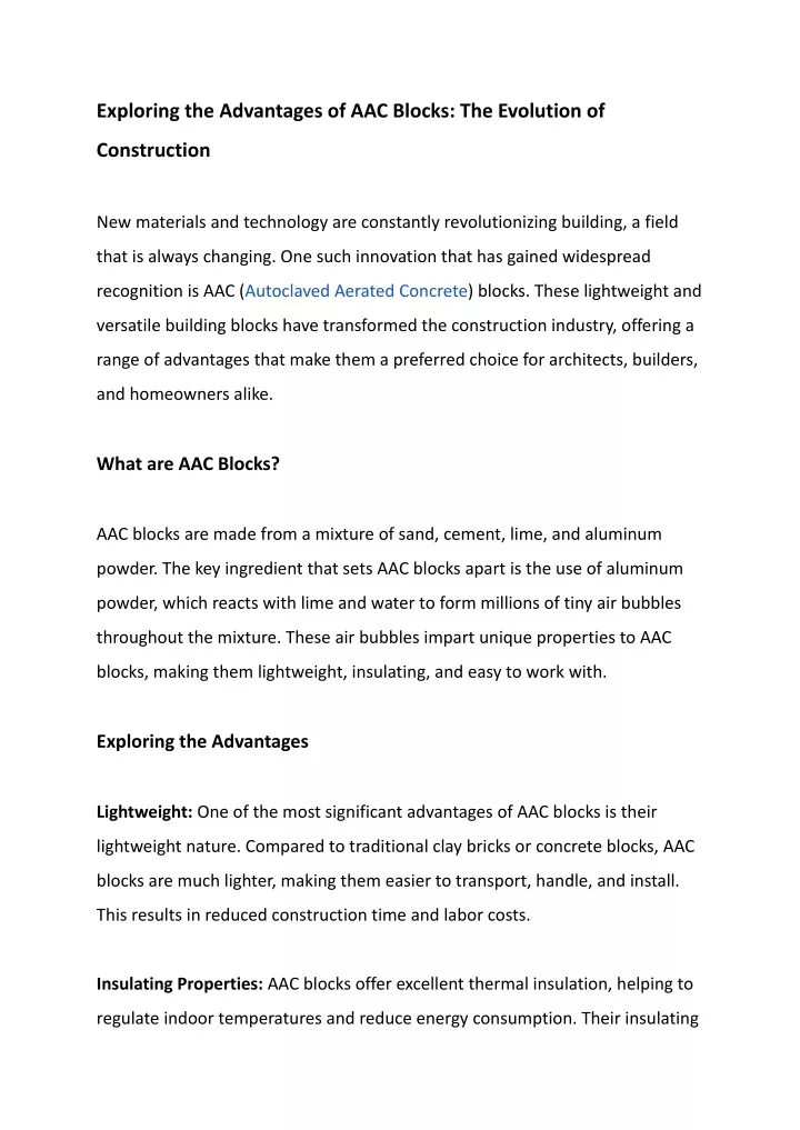 exploring the advantages of aac blocks