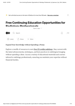 Free Continuing Education Opportunities for Radiology Professionals _ by Apexceus _ Apr, 2024 _ Medium