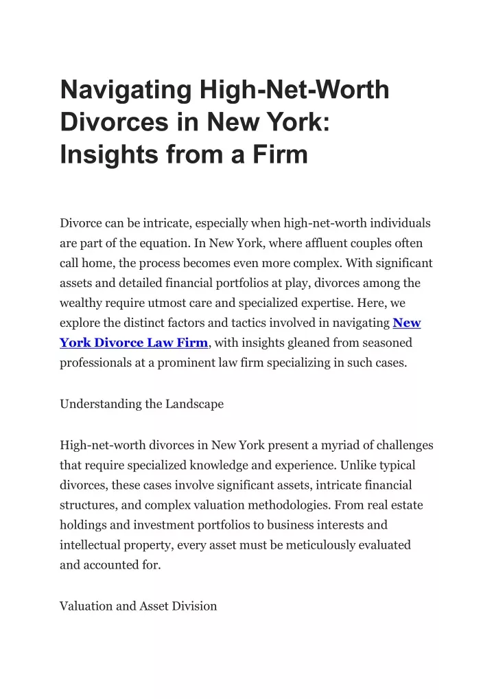 navigating high net worth divorces in new york