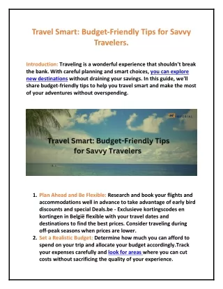 Budget-Friendly Tips for Savvy Travelers.