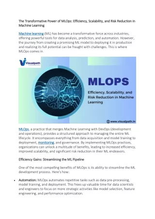 Machine Learning Operations Training | MLOps Course in Hyderabad