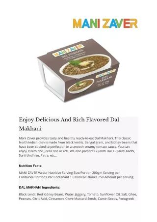 Enjoy Delicious And Rich Flavored Dal Makhani
