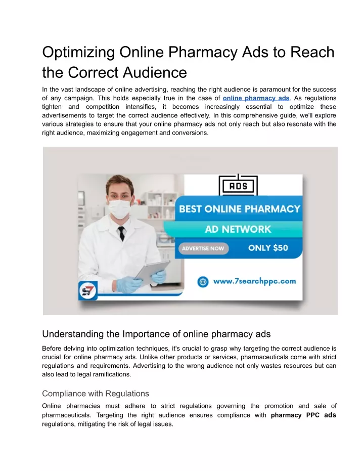 optimizing online pharmacy ads to reach