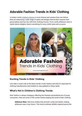 Adorable Fashion Trends in Kids' Clothing