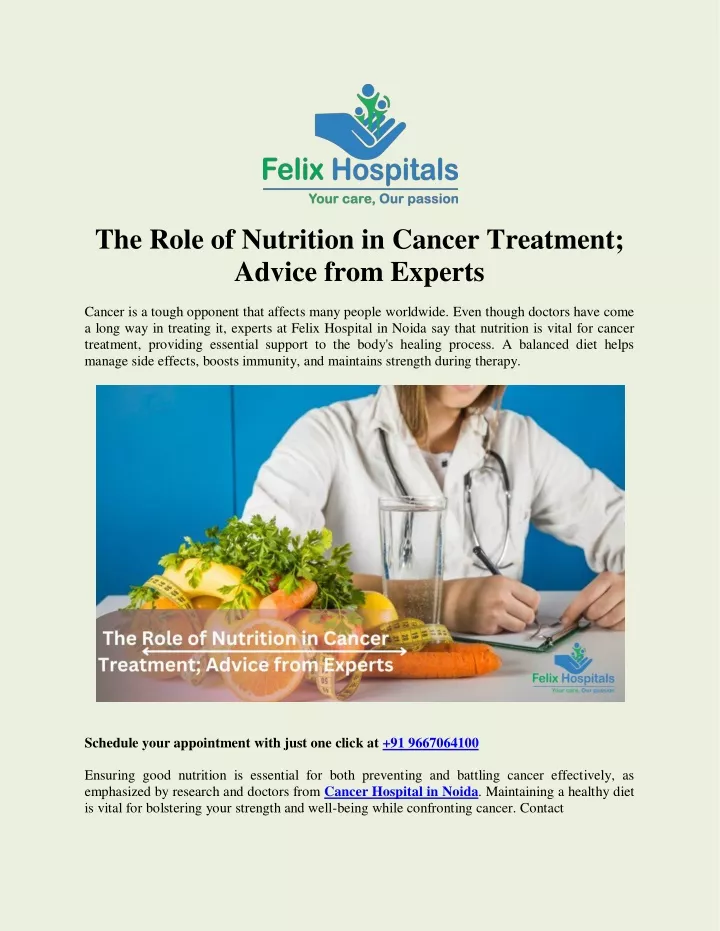 the role of nutrition in cancer treatment advice