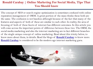 Ronald Carabay | Online Marketing For Social Media, Tips That You Should know