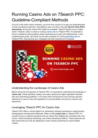 Running Casino Ads on 7Search PPC: Guideline-Compliant Methods