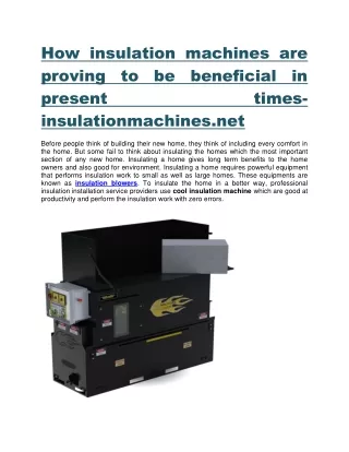 How insulation machines are proving to be beneficial in present times-insulationmachines.net