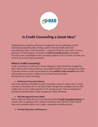 Is credit counselling a good idea?