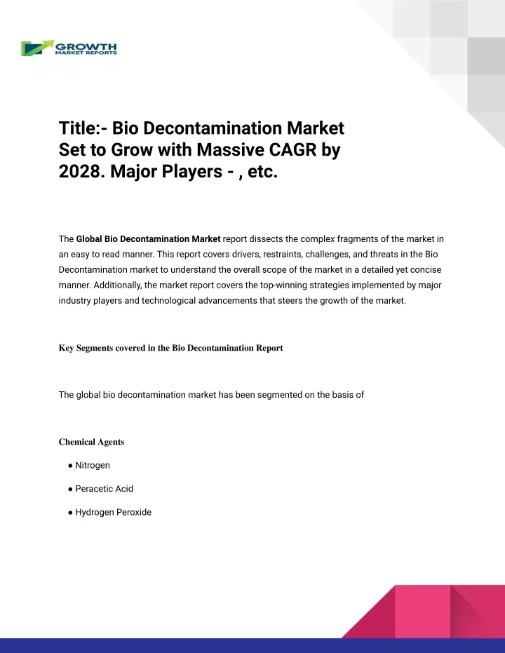 title bio decontamination market set to grow with