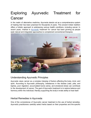 Exploring Ayurvedic Treatment for Cancer