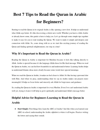 best 7 tips to read the quran in arabic
