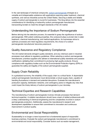 Beyond Borders_ How to Identify a Reliable Sodium Permanganate Manufacturer for US Markets