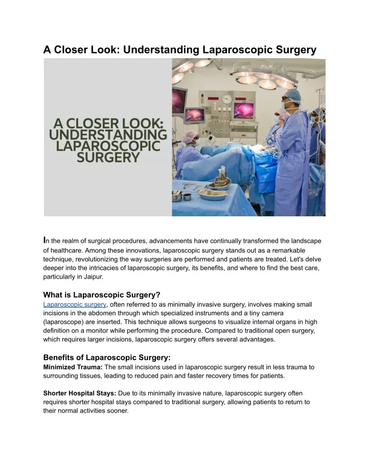 a closer look understanding laparoscopic surgery