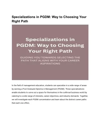 Specializations in PGDM_ Way to Choosing Your Right Path