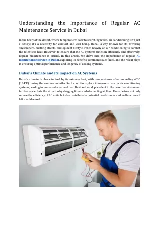 Understanding the Importance of Regular AC Maintenance Service in Dubai