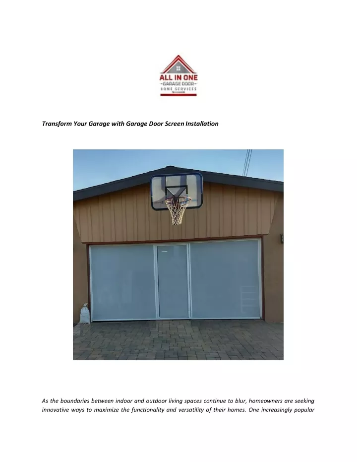 transform your garage with garage door screen